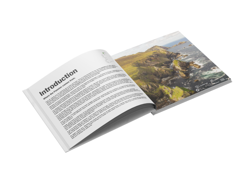Open magazine spread showing introduction page with landscape photography