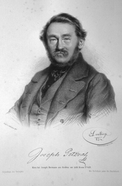 Engraved portrait of a bearded man in 19th-century attire with signature below