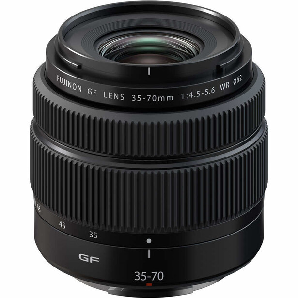 Fujifilm GF 35-70mm f/4.5-5.6 WR zoom lens with ribbed barrel and focus ring