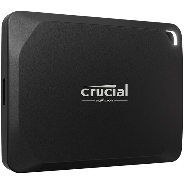 Crucial X10 portable SSD, front view of the compact drive showing its small footprint