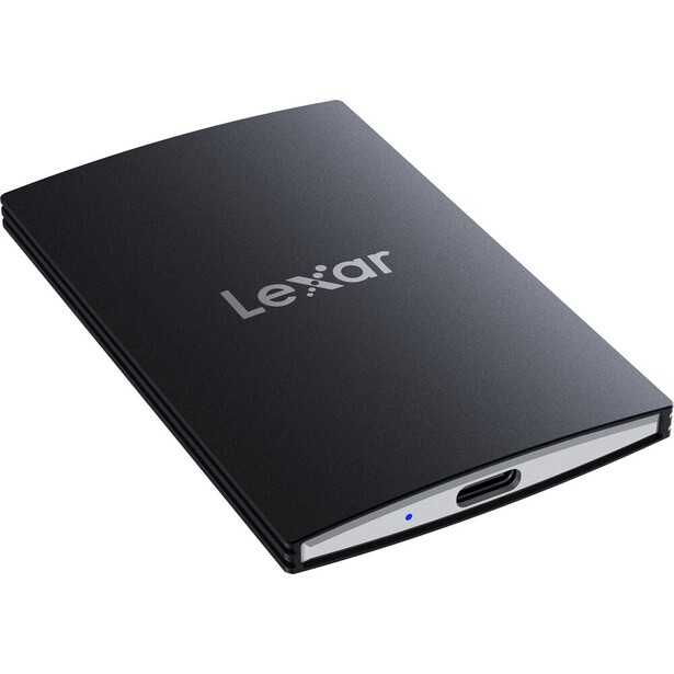 Lexar SL500 portable SSD, front view of the slim aluminum drive