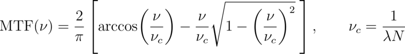 The exact diffraction MTF of a perfect lens with a circular aperture