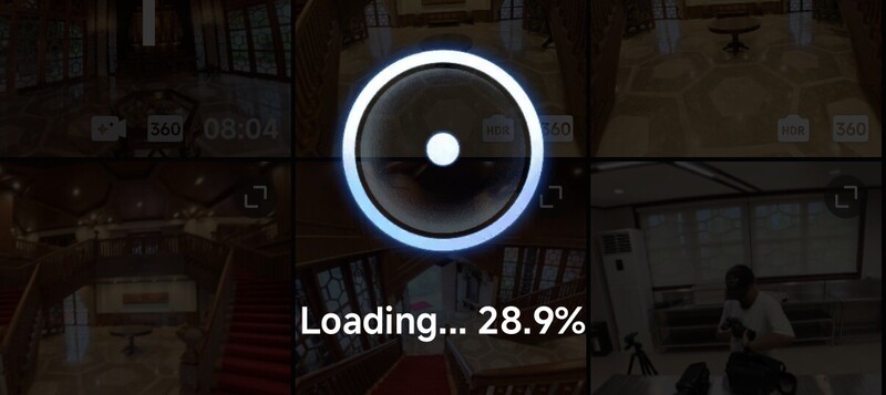 Screenshot showing a loading progress indicator at 28.9% with a circular blue ring animation
