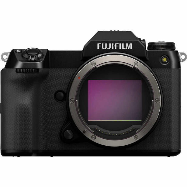 Fujifilm GFX100S medium format mirrorless camera body with sensor visible