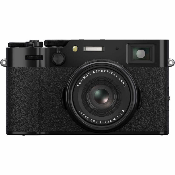 Fujifilm X100V compact digital camera with fixed prime lens, displayed against white background