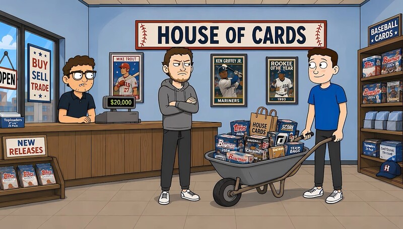 The card shop scene, at 58.7 seconds
