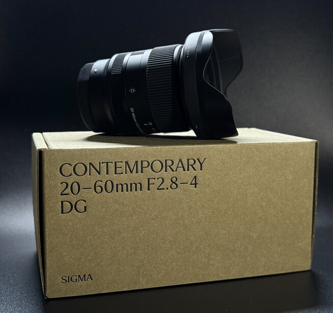 Sigma Contemporary 20-60mm F2.8-4 DG lens on retail box