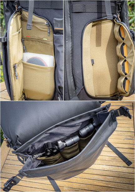 Camera gear storage solutions displayed in open cases showing organization systems