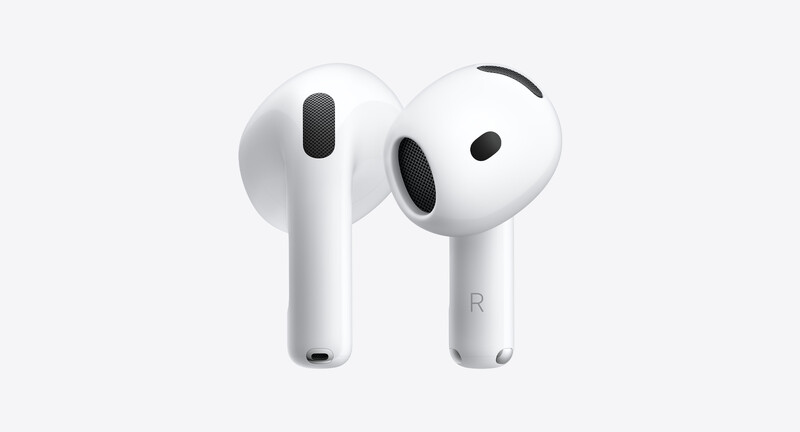 A pair of AirPods 5 on a light background