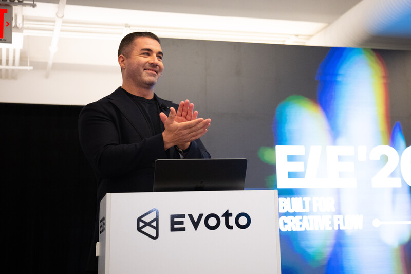 Jay Peterson, US Revenue and Marketing Director at Evoto AI onstage