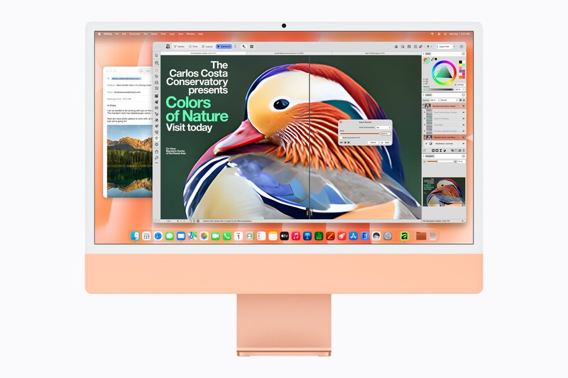 A photographer editing an image in Affinity on the new iMac with M6