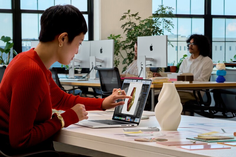 The touch sensor is built into the display panel, so you can pinch, swipe, and draw directly on the screen.