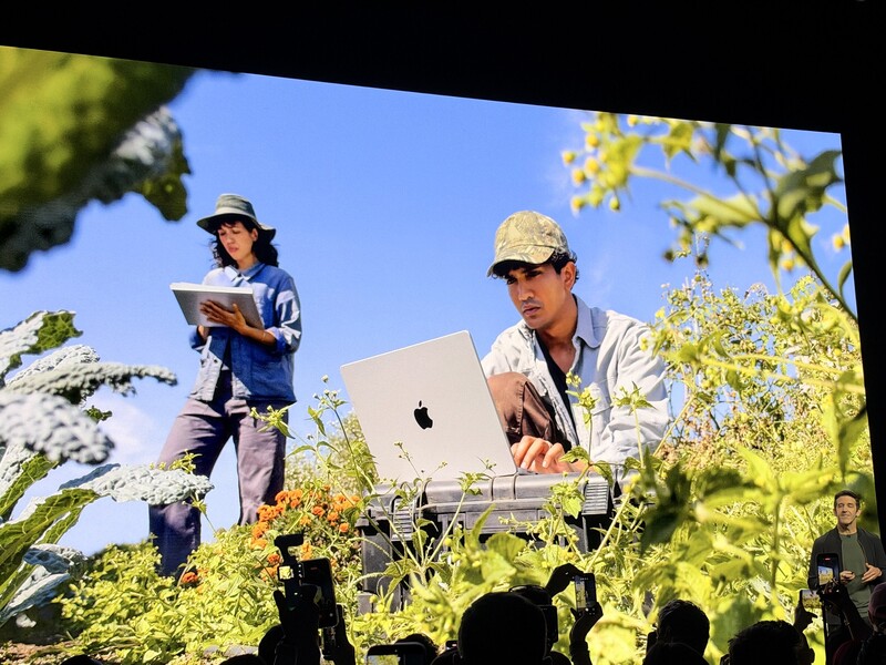 The MacBook Pro segment of the keynote at Columbia Square.