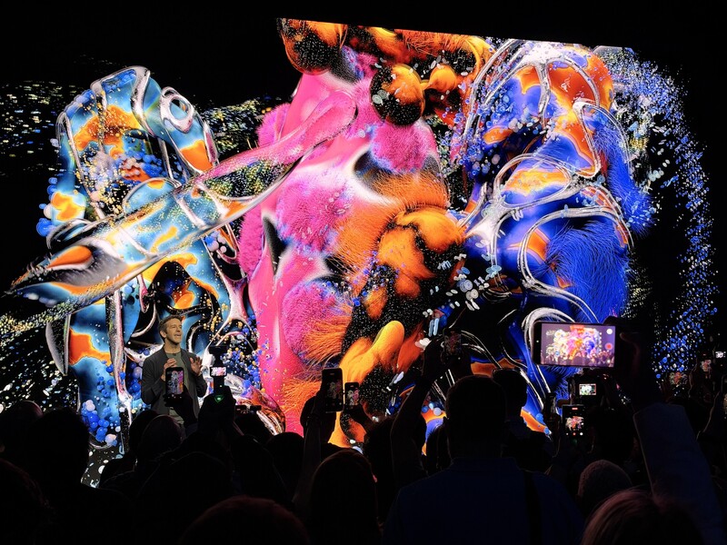 The OLED demo on the big screen during the keynote.