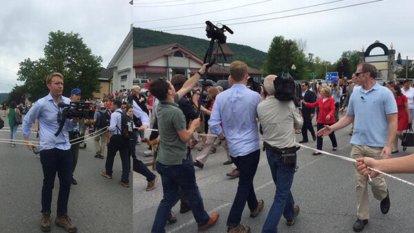 Hillary Clinton Uses Rope to Wrangle Photographers 