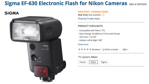 New Sigma EF-630 Flash Coming Soon