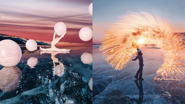 Photographer Shoots Fashion Images on Top of the World's Deepest Lake
