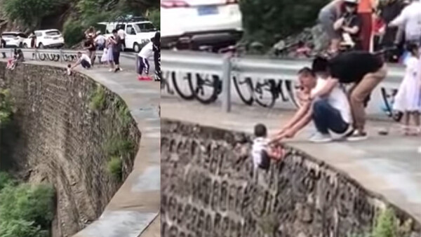 Viral Video Shows Man Hanging Child off Cliff for Family Photo Opportunity