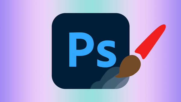 Illustration of Adobe Photoshop logo with a paintbrush and palette.