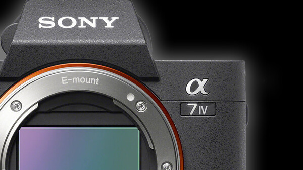 Close-up of Sony α7 IV camera body showing E-mount and sensor.