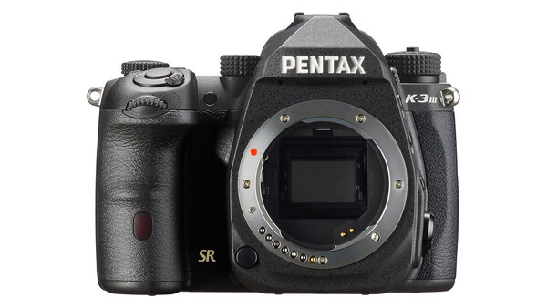 Pentax K-3 III DSLR camera body with SR designation, displayed from front with lens mount visible.