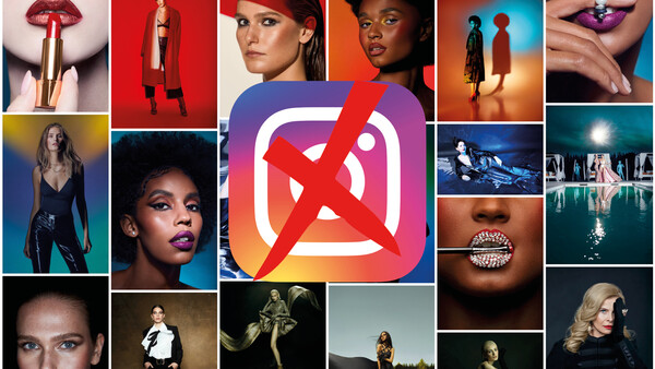 Collage of beauty and fashion photography featuring diverse models with bold makeup and styling against vibrant colored backgrounds.
