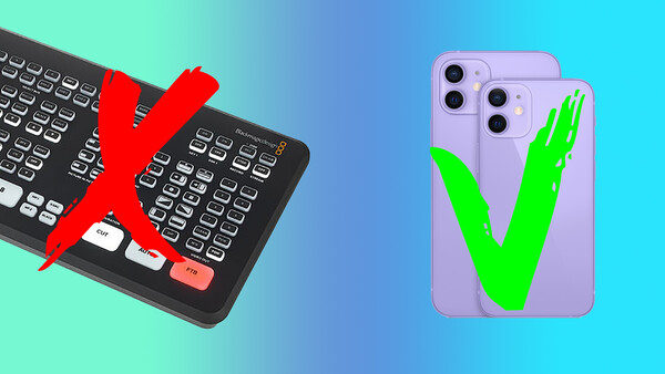 Graphic comparing a keyboard with a red X mark against a smartphone with a green checkmark.