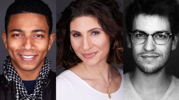 Three professional headshot portraits arranged side by side with varying styles and lighting approaches.