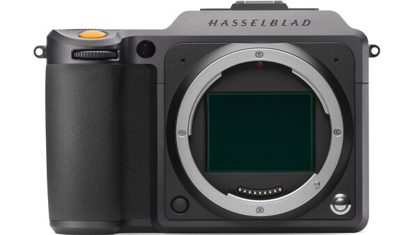 Hasselblad 907X medium format camera body with open mirror box and empty sensor area.