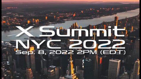 Graphic promoting X Summit NYC 2022 scheduled for September 8, 2022 at 2PM EDT, overlaid on aerial cityscape.
