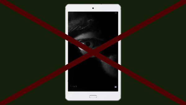 White smartphone with cracked screen crossed by red X marks against dark green background.