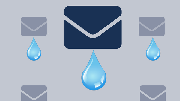 Illustration of envelope icons with water drops symbolizing email delivery or communication.