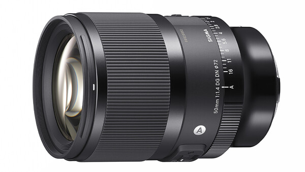 Sigma 56mm f/1.4 DC DN Contemporary lens with focus ring and aperture markings visible.