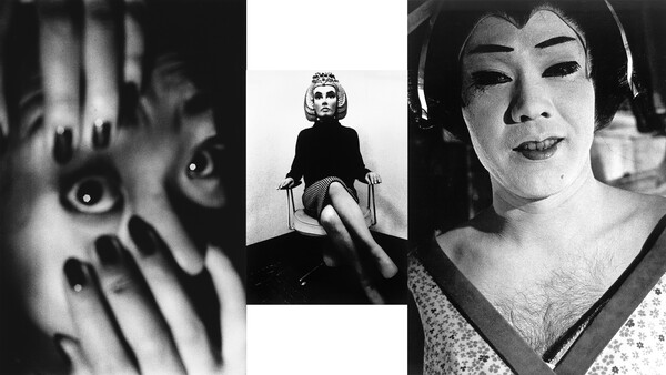 Black and white portrait collage featuring dramatic close-ups and posed studio shots with expressive facial expressions.