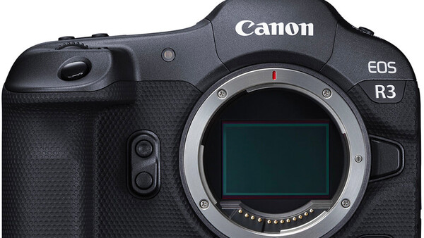 Canon EOS R3 mirrorless camera body front view with lens mount exposed.