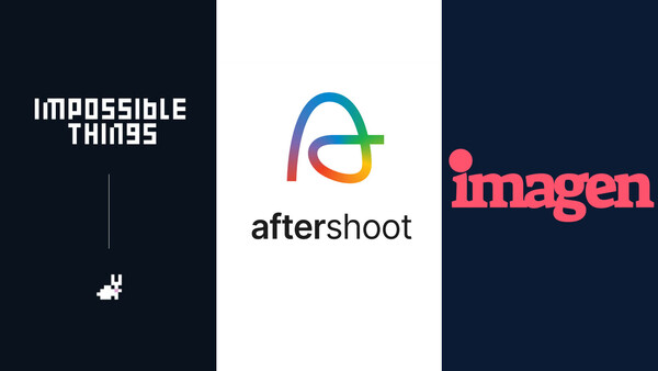 Graphic showing three company logos: Impossible Things, Aftershoot, and Imagen.