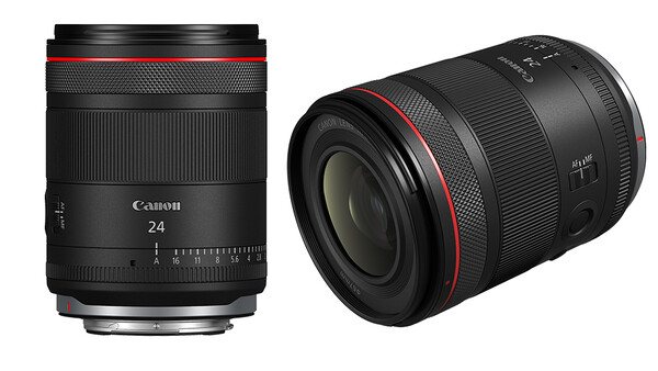 Two Canon RF-mount lenses positioned side-by-side against a white background.