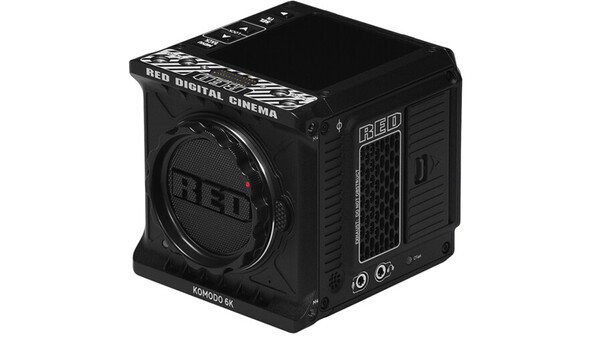 RED Komodo 8K digital cinema camera body shown from front angle against white background.
