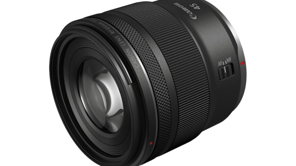 Black telephoto lens with focus ring and depth-of-field markings visible on the barrel.