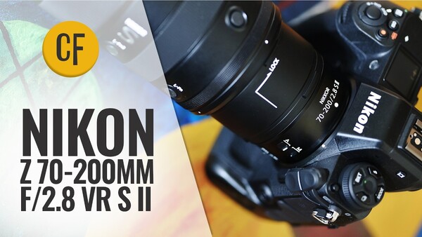 Nikon Z 70-200mm f/2.8 VR S II lens mounted on a Z-series camera body with yellow background.