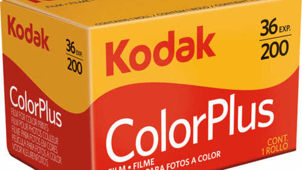 Kodak ColorPlus 200 film box with yellow and red packaging displaying product specifications