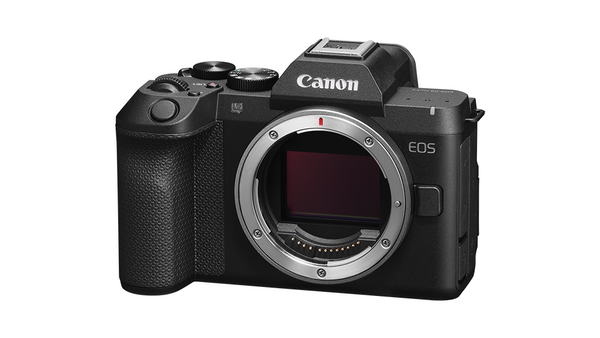 Canon EOS R5 mirrorless camera body shown from front with lens mount exposed