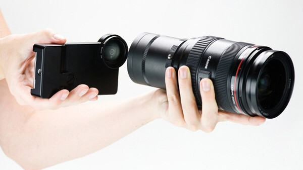 An iPhone SLR Mount for Canon and Nikon Lenses