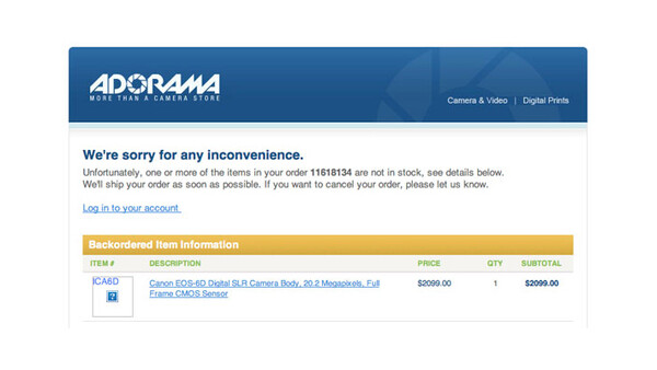 Adorama Shows Pricing of Unannounced Canon 6D