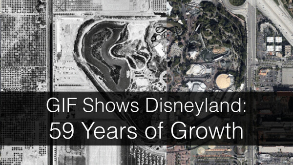 Then and Now: Bird's Eye View of Disneyland from 1955 and 2014
