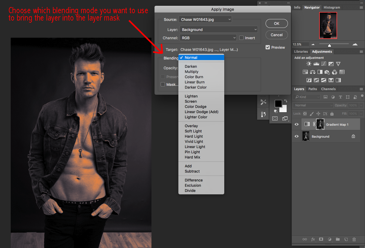 using apply image on layer masks in