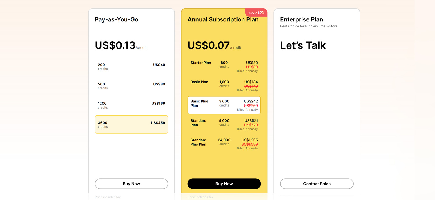Evoto AI pricing plans