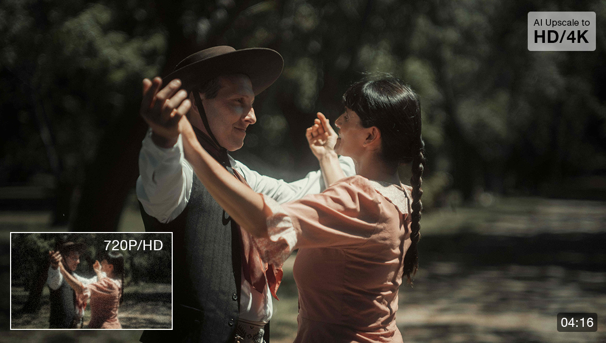 Example of AI video upscaling