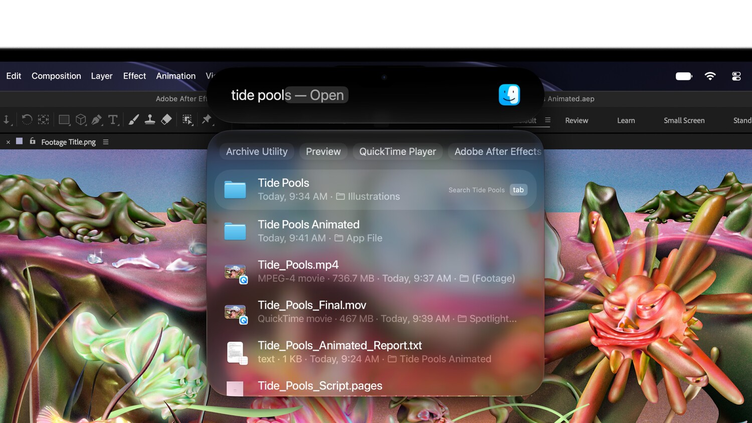 Dynamic Island на Mac Область Dynamic Island в верхней части дисплея MacBook Pro