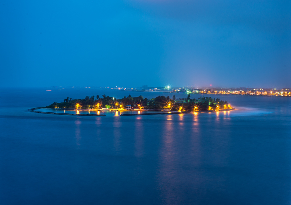 View Maldives Island at night by Ismail Fayaz